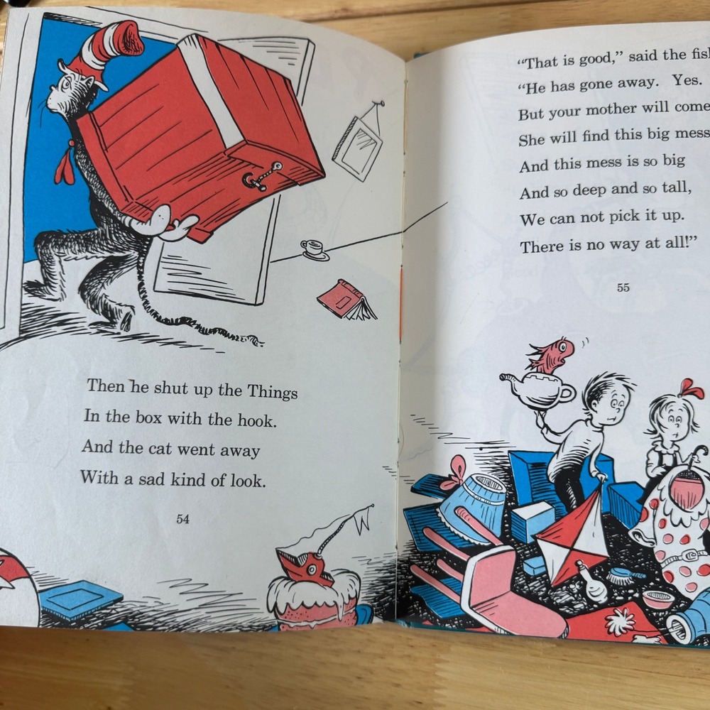 The Cat in the Hat Dr Seuss Hardcover Book Club Edition 1957 VTG Beginner Book - Picture 6 of 8
